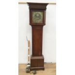 An oak Longcase Clock with square brass dial inscribed Rogers, Leominster, seconds and date