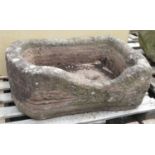 An antique stone D-end Trough 2ft 6in W x 1ft 8in D x 1ft H