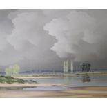 ANDRE DE LIEVIN (Pierre de Clausade). (1910-1978). Loire River landscape, oil on canvas, 18 x 21 1/