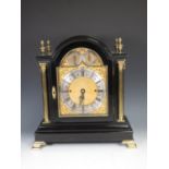 A late Victorian ebonised Bracket Clock with 'Chime Silent' and 'Chime on Eight Bells-Cambridge