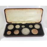 George V 1928, High Grade 9 Coin Set consisting of: Farthing, Halfpenny, Penny, Threepence,