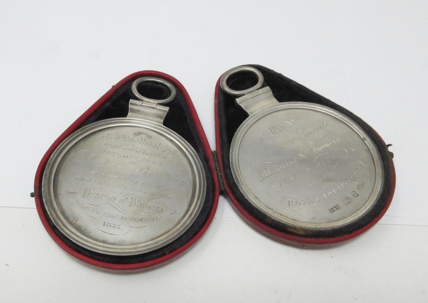 A pair of William IV silver Medical Medallions awarded to Dr J. Bardsley, 1832-3, Sheffield 1832, in - Image 2 of 2