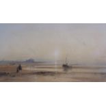 THOMAS MILES RICHARDSON RWS (1813-1890). A shore view with figures, early Morning ,signed with