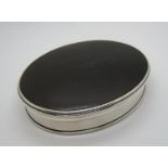 A white metal and tortoiseshell shallow Box and Cover, 4 1/4 x 3 1/2 in.