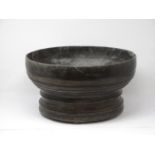 An antique, probably 18th Century large turned lignum Bowl (possible patch to base) 1ft 4in D x