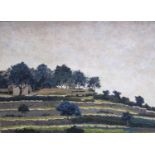 JAIME AZOCAR (b.1941). 'A terraced hillside with trees', signed and dated 'J. Azocar ULI68' (lower