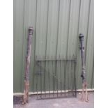 A cast iron Garden Gate with spiked top and two supporting posts, 4ft W x 4ft 6in H