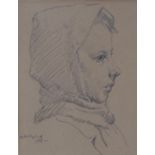 ADOLFINE MARY RYLAND (1903-1983) Girl in a Hood, signed and dated 1956, inscribed with the artist