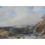 THOMAS COLMAN DIBDIN (1810-1894). An extensive landscape looking towards a distant windmill,