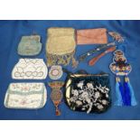 A collection of antique and vintage Purses/Evening bags, mostly beaded including; a 19th Century