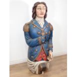 A carved wooden Figure of Nelson in the manner of a Ships Figurehead, having painted detail 5ft H