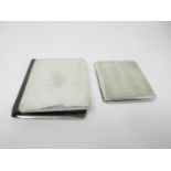 A silver mounted leather Wallet and a Cigarette Case with engraved initials GP, Birmingham 1920.