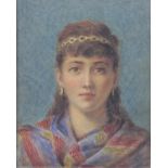 MAUDE GOODMAN (1853-1938) 'Clodia' - an Eastern Beauty, signed, watercolour , 7 x 5 ½ in. Born to