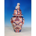 A 19th Century Imari Jar and Cover, the domed cover with a Dog of Fo finial above an inverted