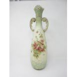 An Austrian two-handled Amphora Vase with floral bouquet and moulded design, pierced and gilded