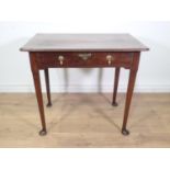 An early 18th Century oak Side Table with moulded two piece top fitted single frieze drawer