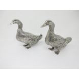 A pair of Continental silver Ducks, import marks London 1966.
