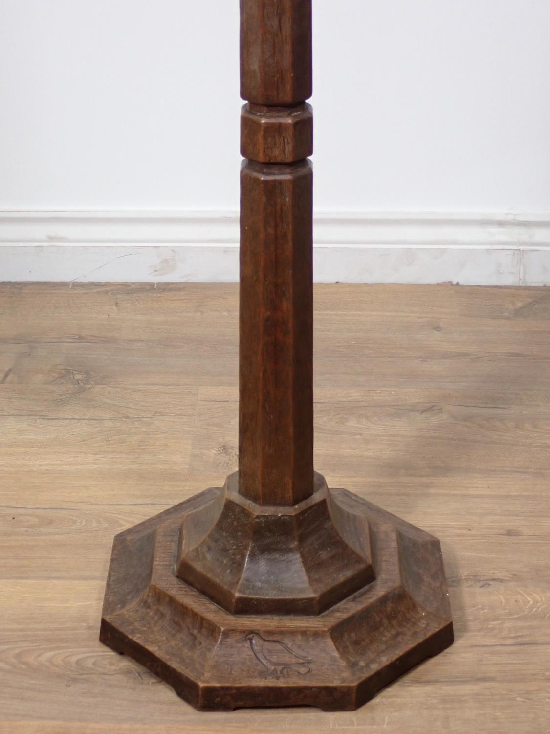 An oak Albert "Eagleman" Jeffray Standard Lamp with octagonal adzed tapering column on stepped - Image 2 of 6