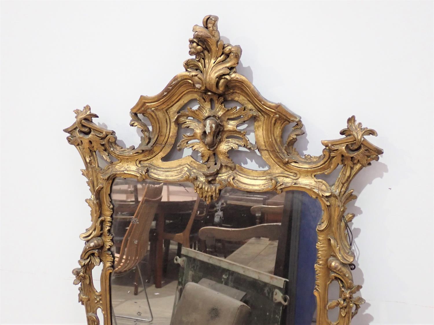 A 19th Century gilt Wall Mirror in the rococo manner with asymmetrical leafage scroll surmount and - Image 3 of 4