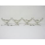A set of four Victorian silver oval two-handled Salts, engraved swags, London 1883/6, and two