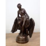 A naked classical female figure seated on eagle with outstretched wings on a circular base 2ft H