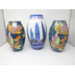 A pair of Carlton Ware Handcraft ovoid Vases with leafage and fruit design, 10in, No 3272, and a