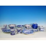 A Kangxi blue and white Bowl of tapering form, vase of flowers and foliage, 5 3/4 in Diam, a pair of