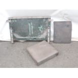 A Land Rover Series 2 Front Wing Panel, lower Tail Gate, Floor Panel, Front Seat Cushion