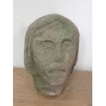 A late Medieval 15th or early 16th Century carved stone female Head 12in H