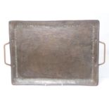 An Arts and Crafts hammered copper two handled Tray by John Pearson 18in x 11 1/2in