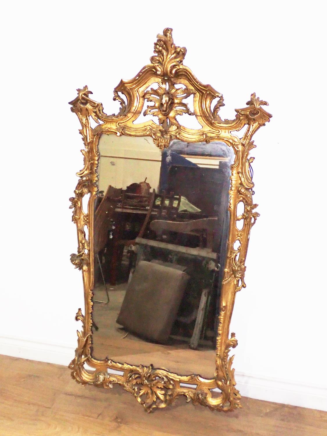 A 19th Century gilt Wall Mirror in the rococo manner with asymmetrical leafage scroll surmount and - Image 2 of 4