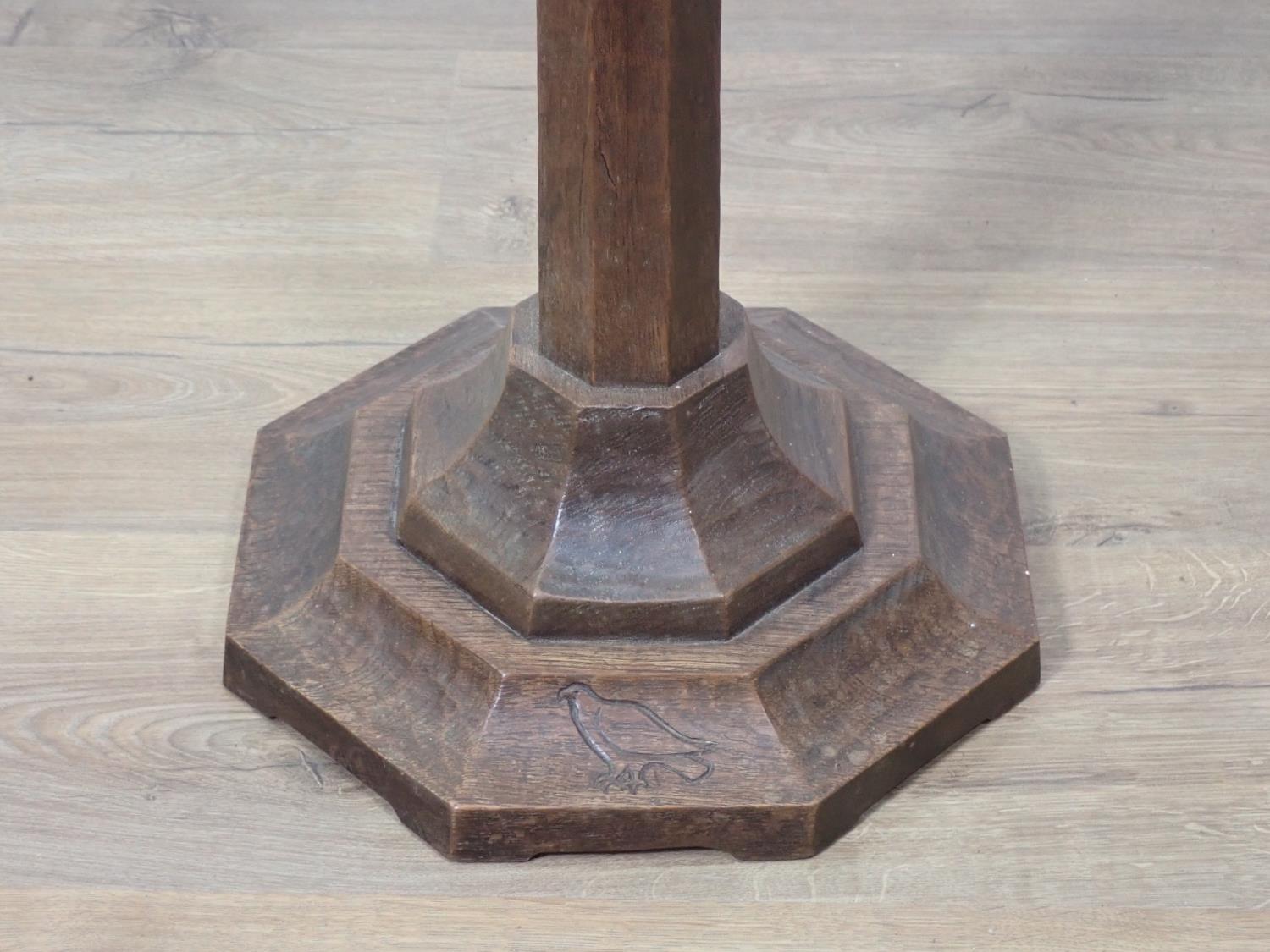 An oak Albert "Eagleman" Jeffray Standard Lamp with octagonal adzed tapering column on stepped - Image 3 of 6