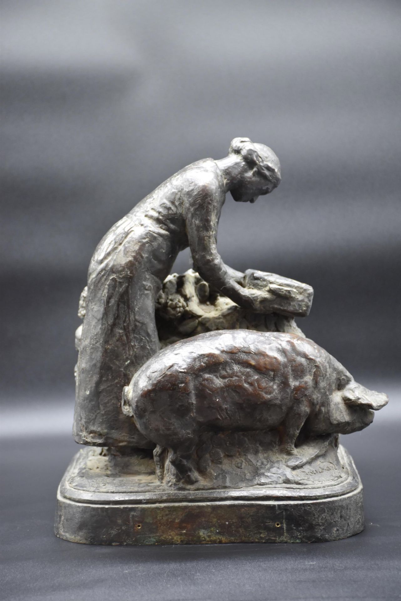 Henri Louis BOUCHARD (1875-1960). The pig breeder. Lost wax bronze. Stamp of the founder. Ht : 35 cm - Bild 2 aus 8