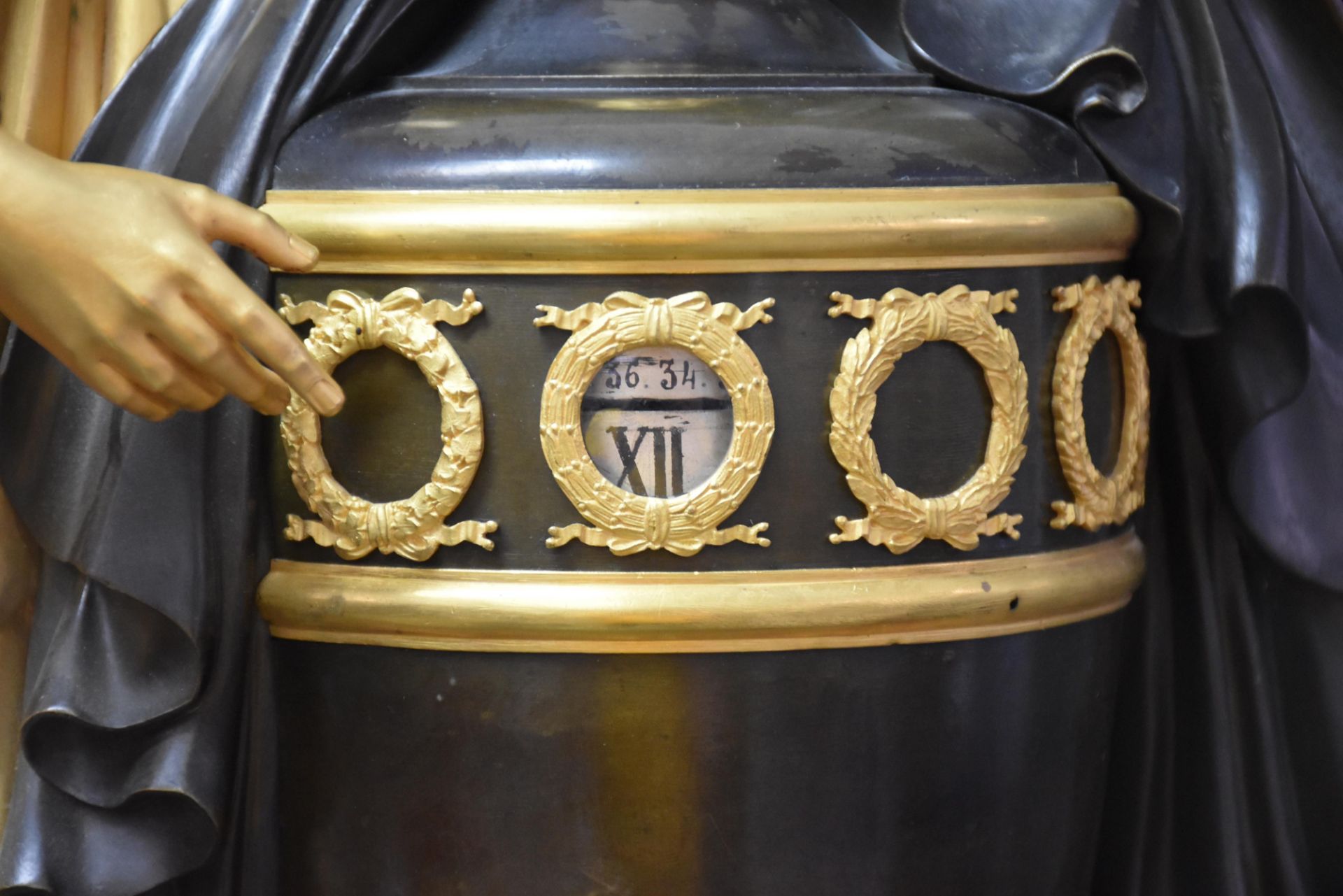A Charles X period revolving dial clock with the effigy of Chronos revealing the passage of time thr - Image 5 of 8