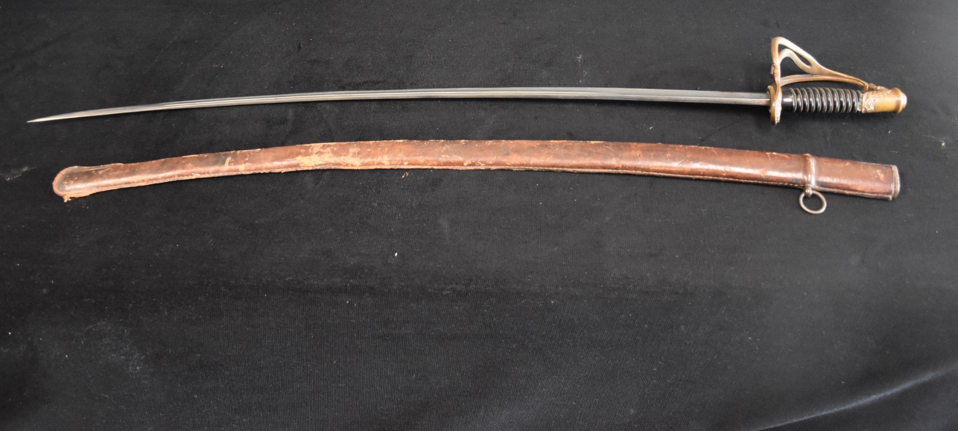 19th century French Saber, Saint Etienne, leather scabbard. - Image 6 of 6