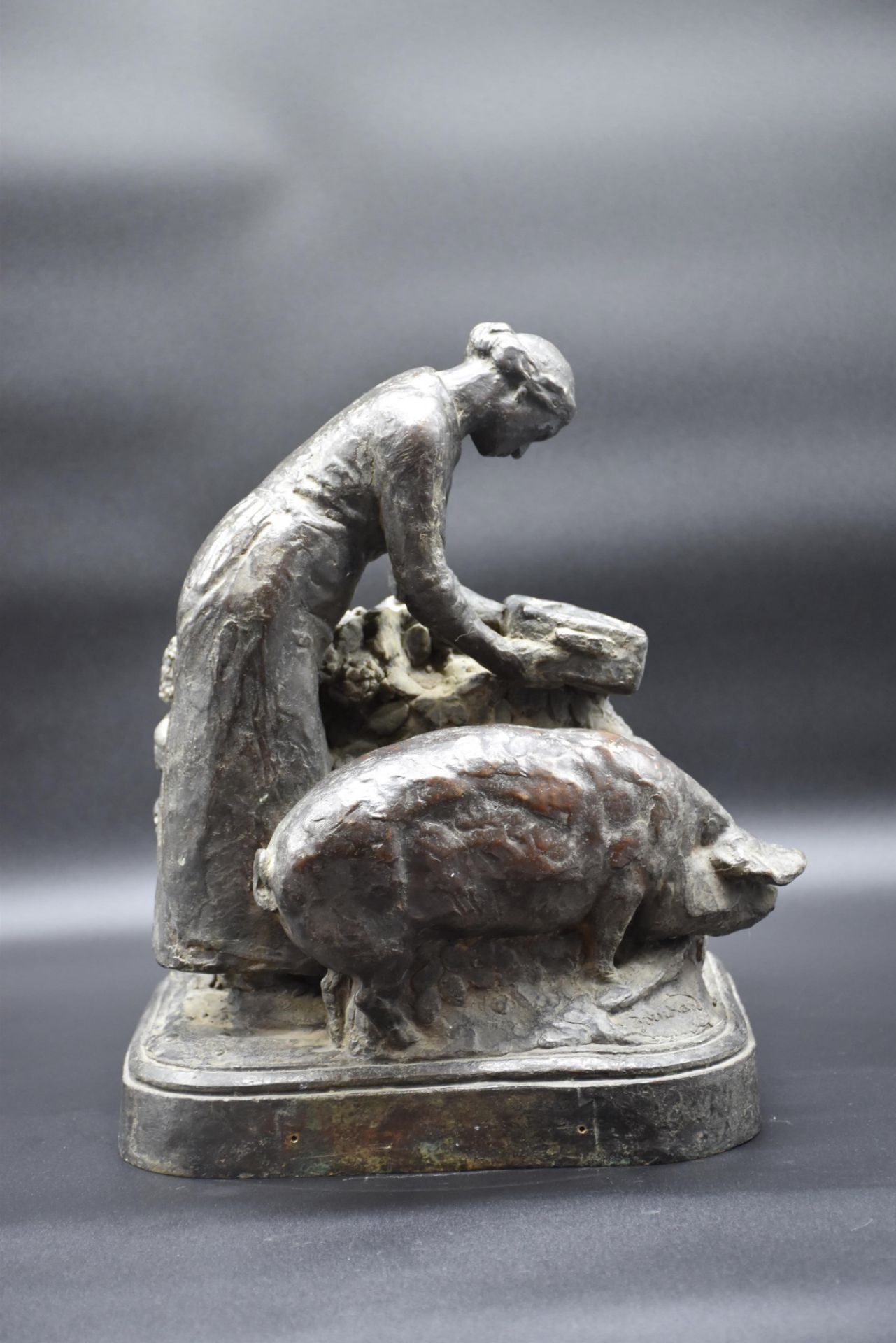 Henri Louis BOUCHARD (1875-1960). The pig breeder. Lost wax bronze. Stamp of the founder. Ht : 35 cm - Bild 3 aus 8