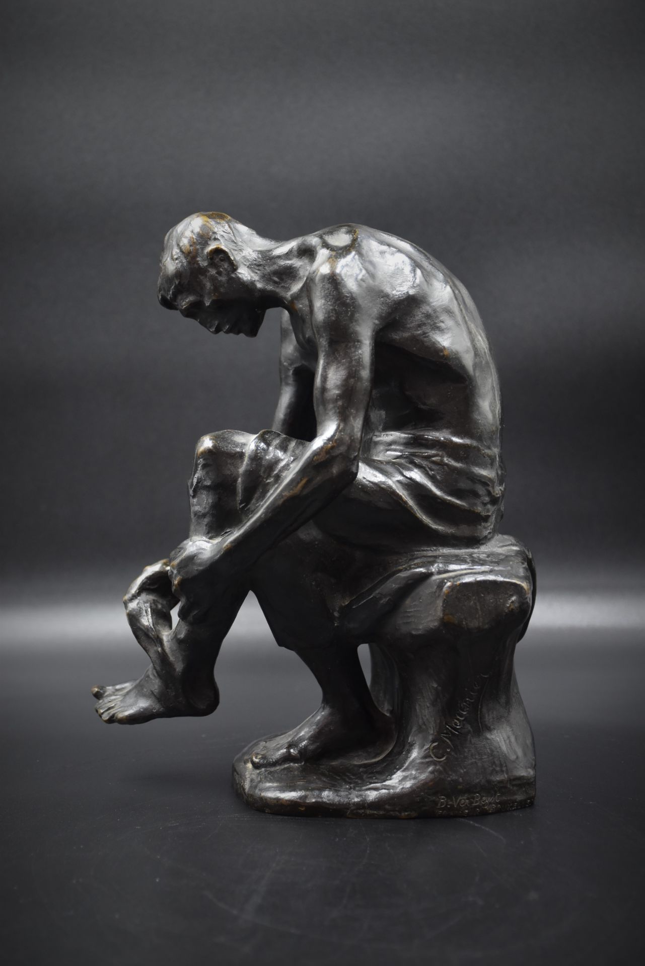 Constantin MEUNIER (1831-1905). The wounded man. Bronze with dark patina. Stamp of the founder Verbe - Bild 3 aus 7