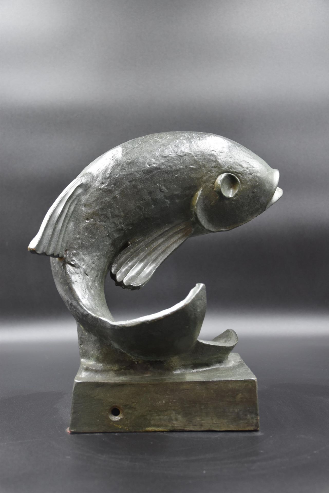 Carp in bronze with green patina. (sand casting) French school around 1940 in the taste of Sandoz. H - Bild 3 aus 5