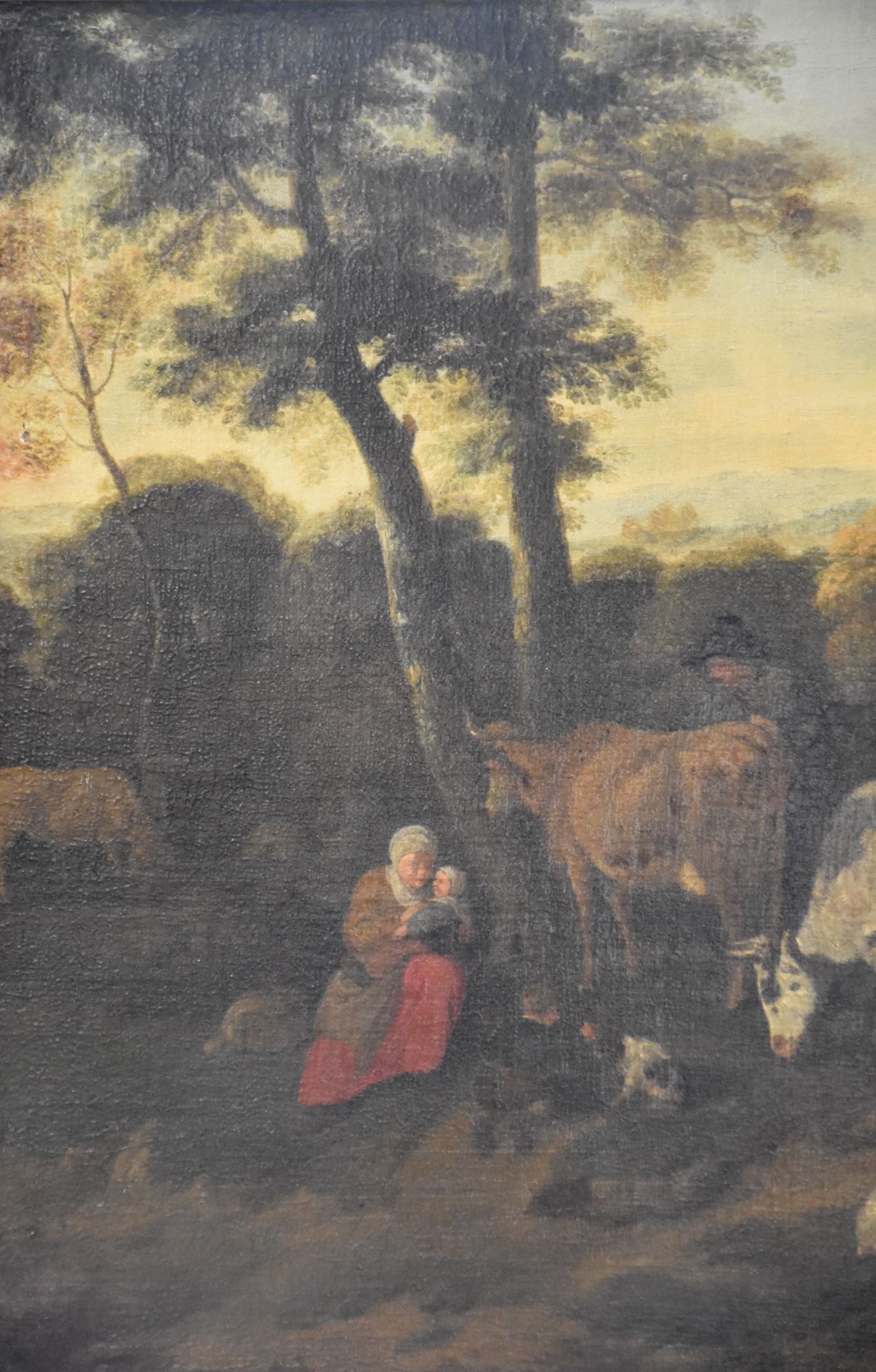 Flemish school XVII. The shepherd's family and his flock in the mountains. Oil on canvas (restoratio - Image 5 of 7