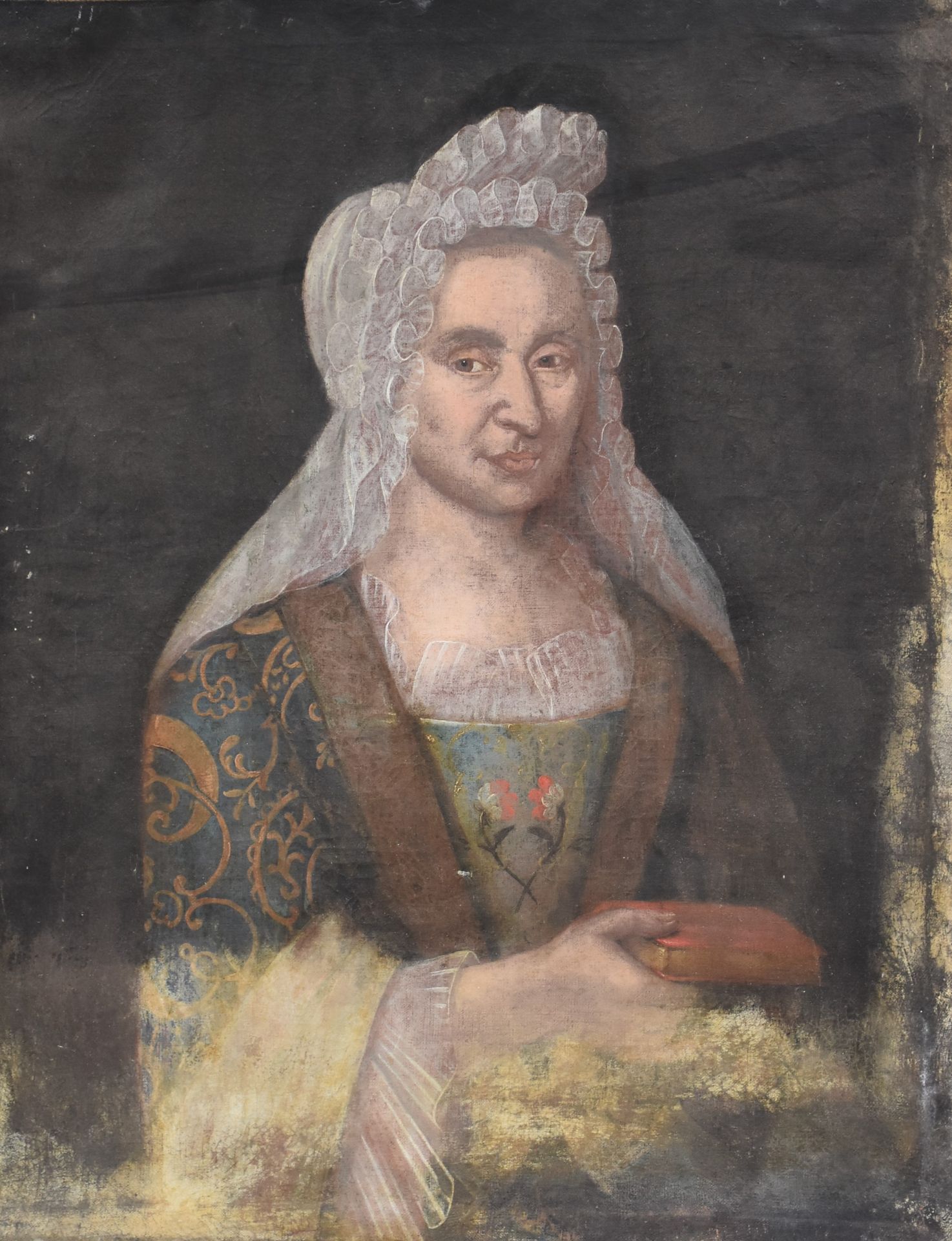 18th century portrait of the widow Pinondel, mother of 15 children, aged 49 and a half in the year 1 - Image 2 of 4