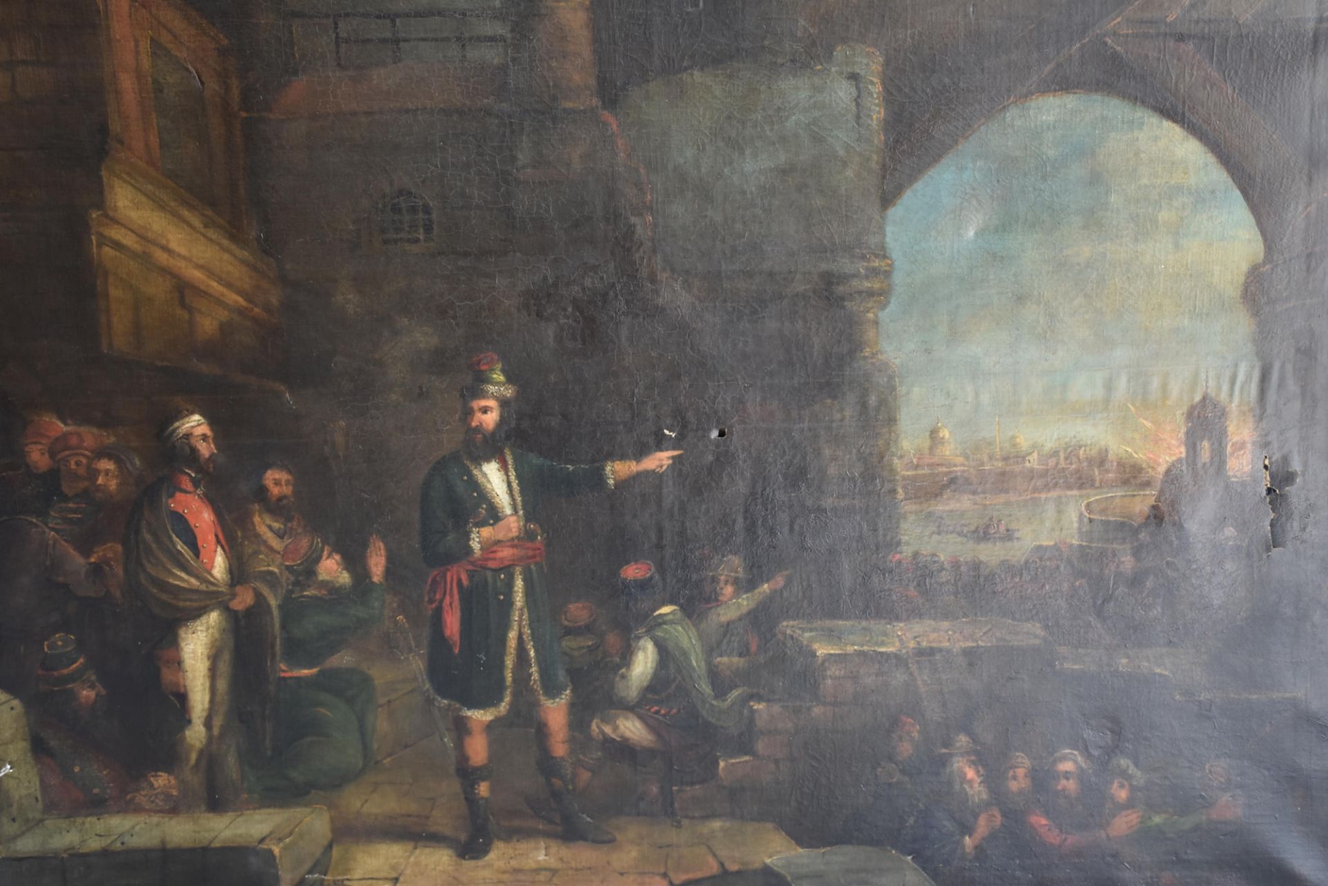 Important painting representing a military and historical scene of the Caucasus. In the back, we can - Image 2 of 8