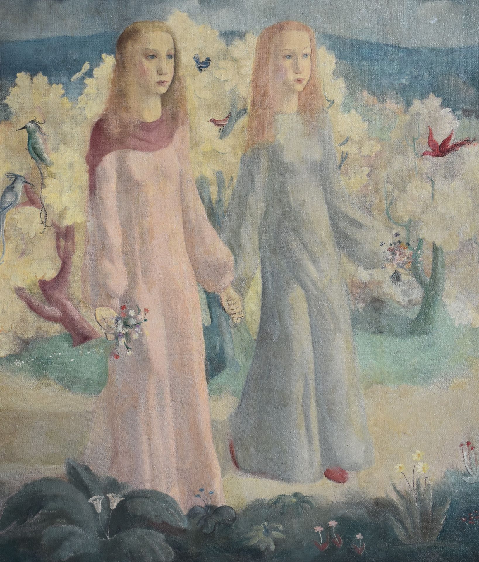 Leon NAVEZ (1900 - 1967). Important oil on canvas representing two friends in a fantastic neo-mediev - Image 4 of 11