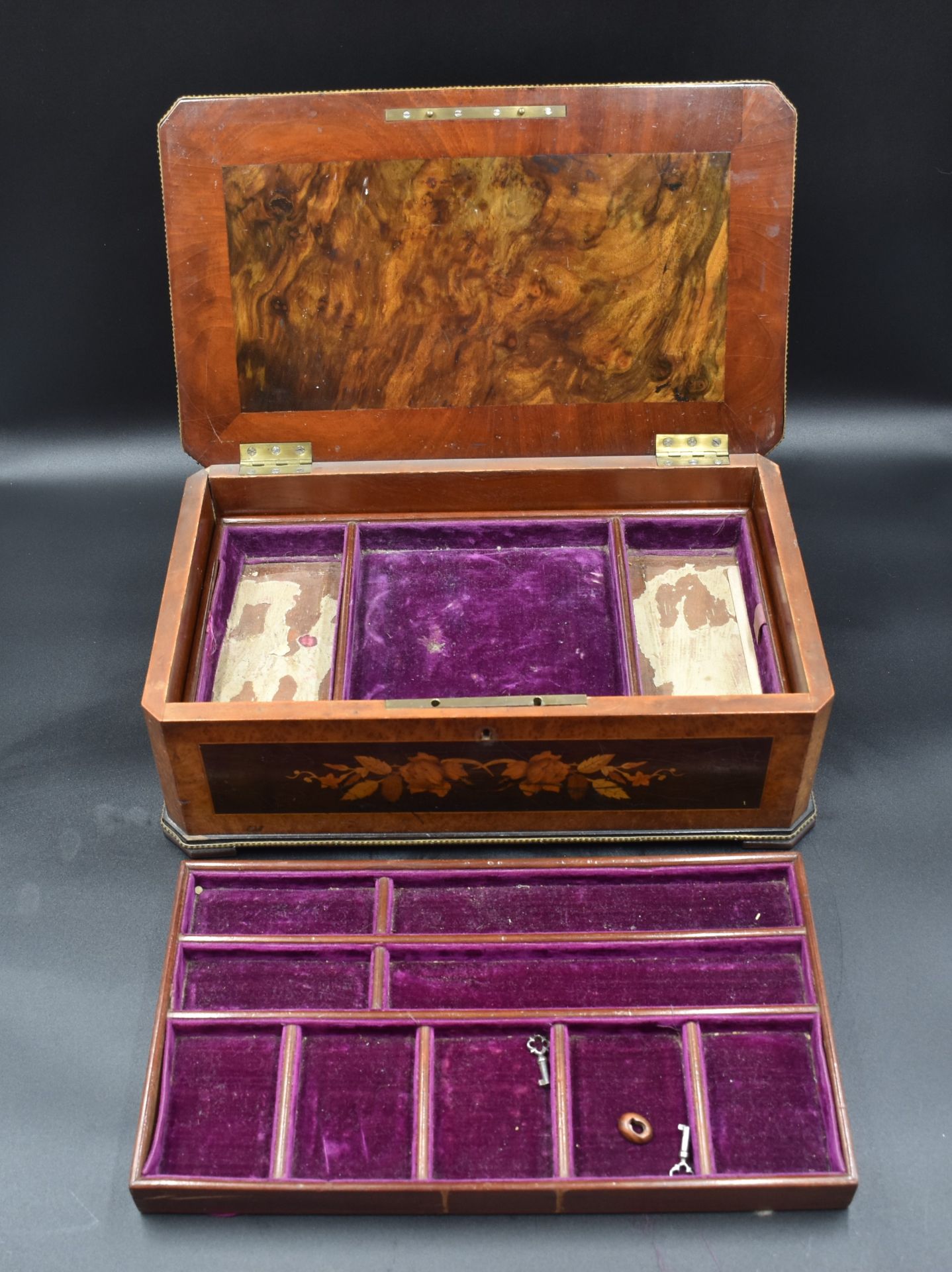 Napoleon III marquetry jewelry box. Height : 15 cm. Dimensions : 40 x 24 cm. - Bild 4 aus 4
