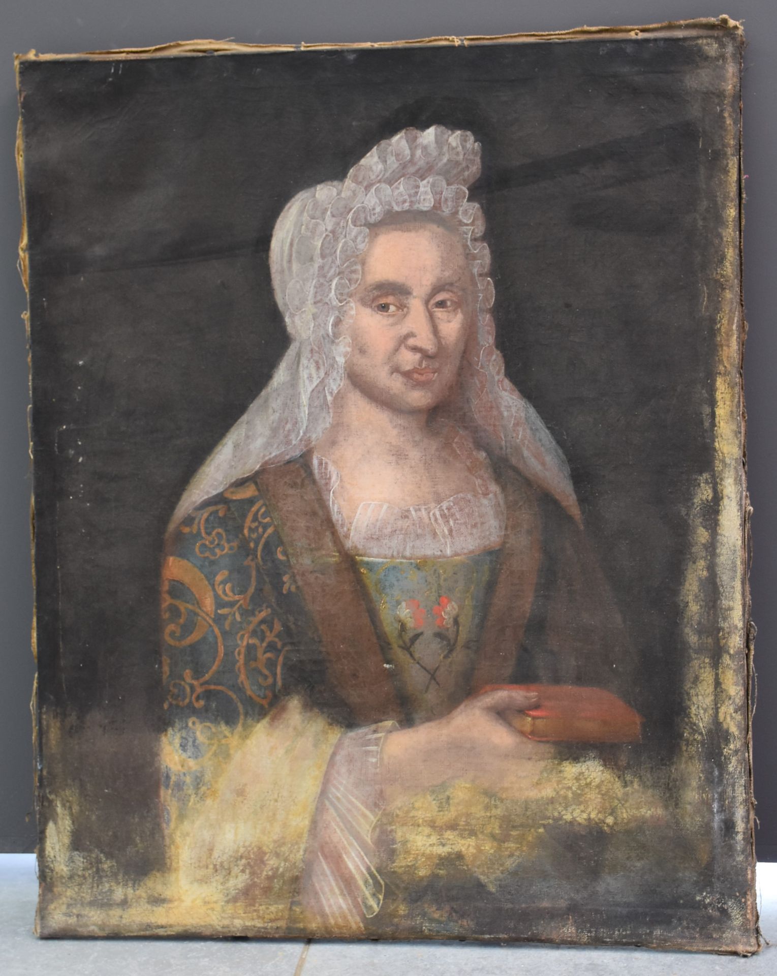 18th century portrait of the widow Pinondel, mother of 15 children, aged 49 and a half in the year 1