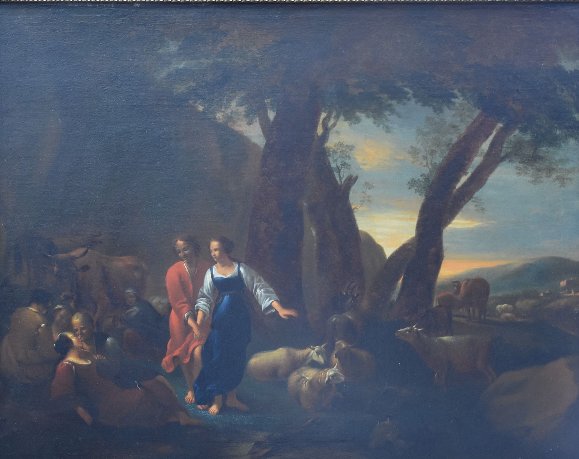 Oil on canvas romantic XVIIIth century combining country and galant scene. Dimensions : 76x61 cm - Bild 2 aus 4
