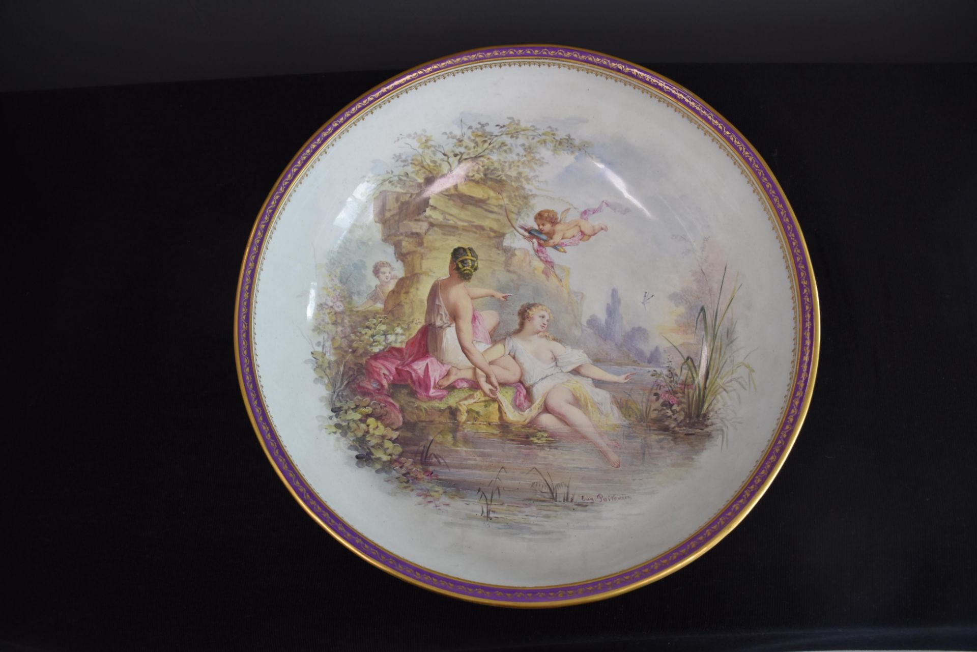 Eugene POITEVIN (for Sèvres ? or in the taste). Important pair of basins with romantic decoration of - Image 3 of 7