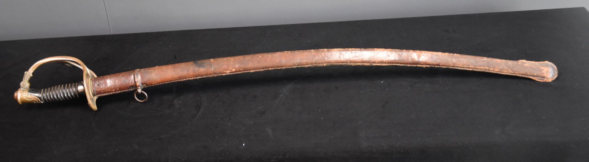 19th century French Saber, Saint Etienne, leather scabbard. - Image 2 of 6
