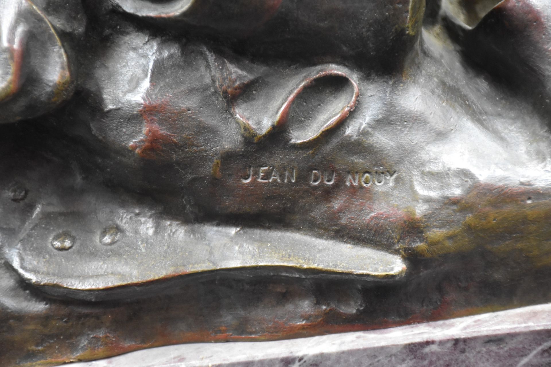 Jean Jules Antoine LECOMTE DU NOUY. "The iron that gives bread. Bronze with brown patina on a veined - Image 2 of 5