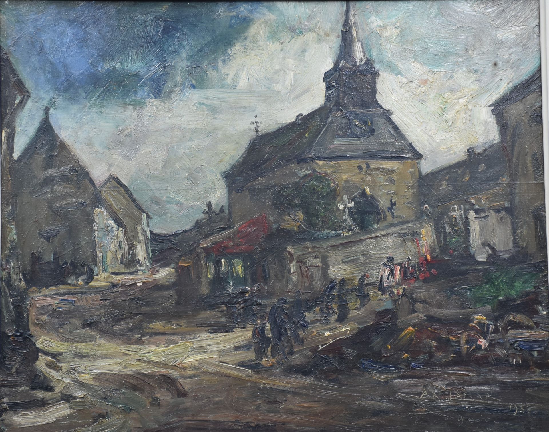 Armand JAMAR (1870-1946). Funeral procession in the Ardennes. Signed and dated 1935. Dimensions : 44 - Bild 2 aus 5