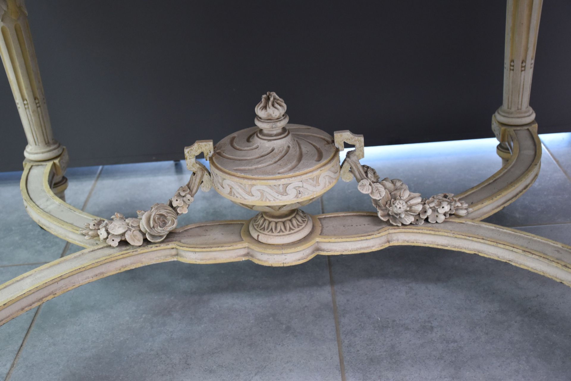 Napoleon III table in patinated wood opening on a drawer in belt. Louis XVI style. Height : 75 cm. - Image 3 of 4
